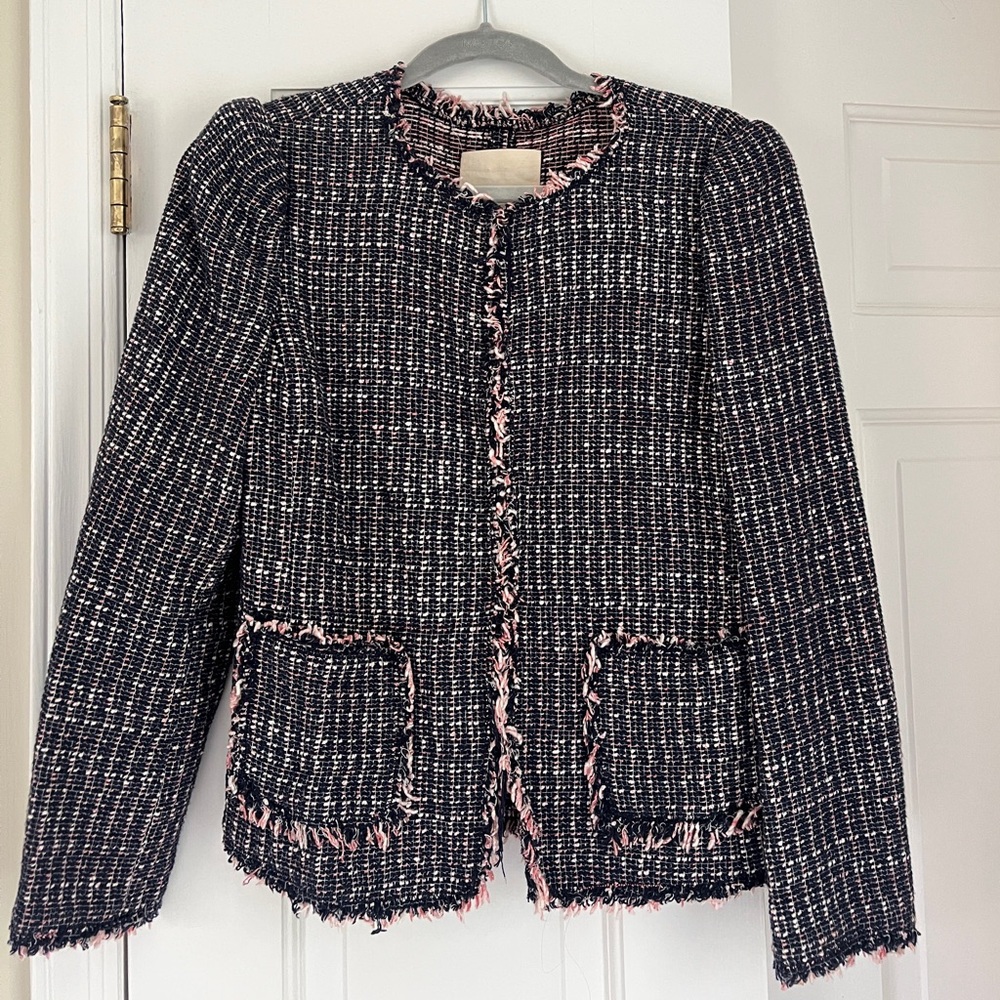 NWOT Rebecca Taylor Navy and Pink Tweed Jacket